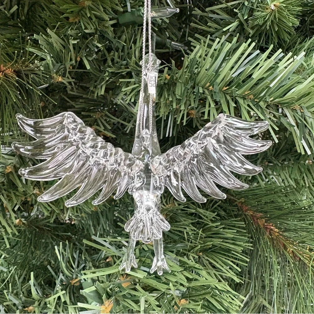 Clear Glass Bird Stork Christmas Ornament Holiday Elegant